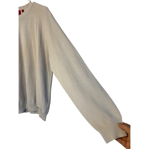 VTG Y2K New Hugo Boss Mens XL Spiece Sweater Beige Cotton Texture Crew RN10511 - Picture 9 of 11